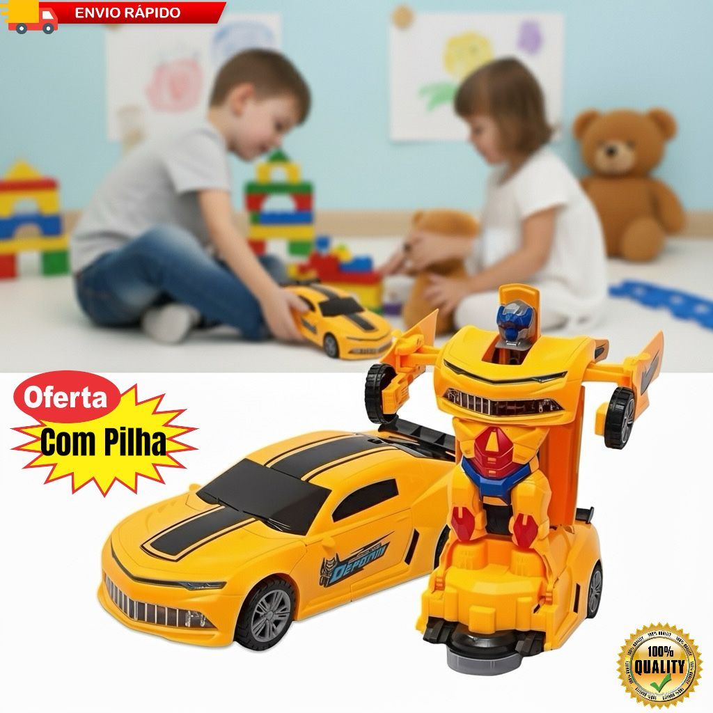 Carrinho Transformes Bumblebee Camaro Amarelo Robo