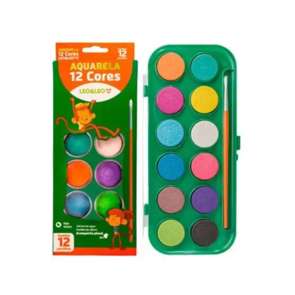 Aquarela Leo e Leo – 12 Cores com um pincel.
