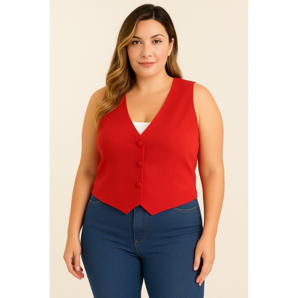 Coletinho Curto Plus Size Feminino Social Alfaiata