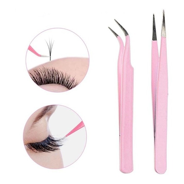 Kit Par De Pinças Vetus Para Alongamento De Cilio