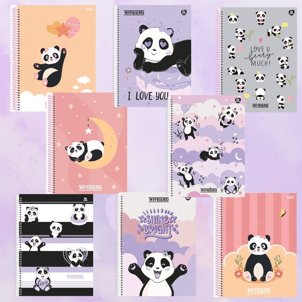Caderno Espiral Universitário Capa Dura Panda My