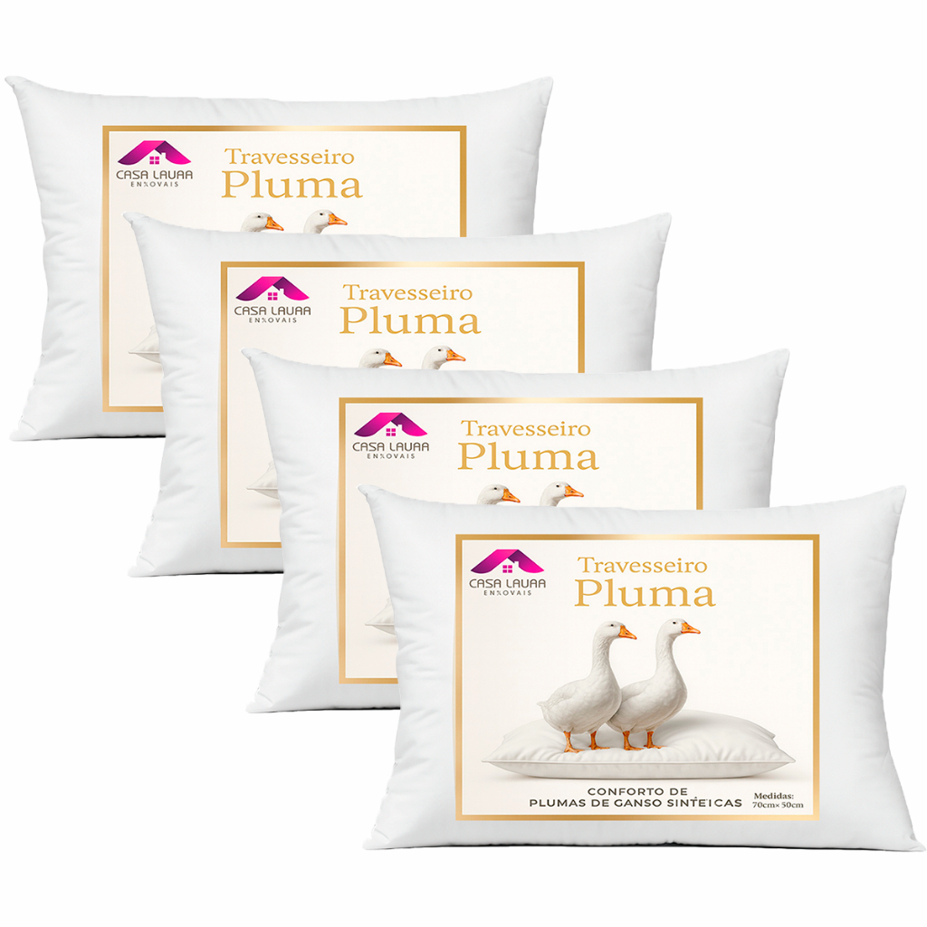 Kit 2/4 Travesseiros Penas e Plumas de  Ganso Maci