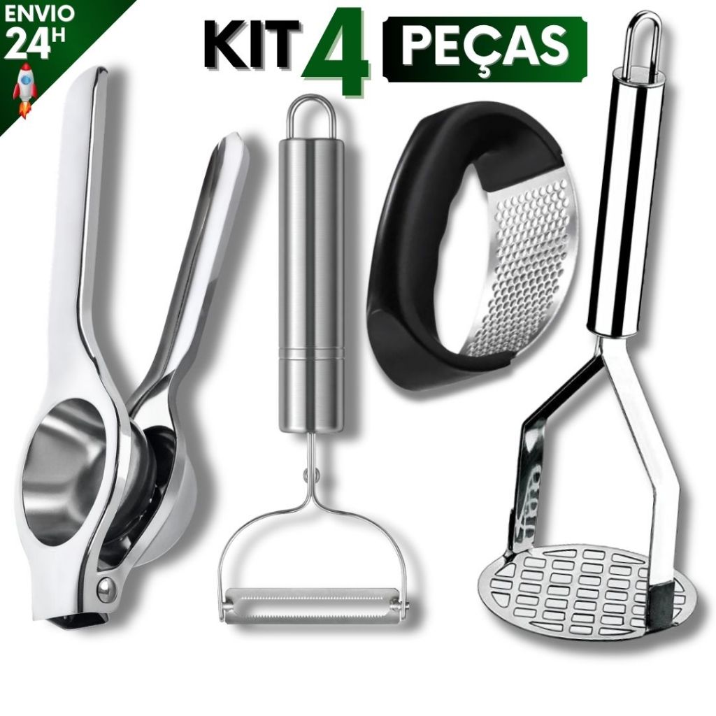 Kit 4 Peças Descascador de Legumes Amassador de B