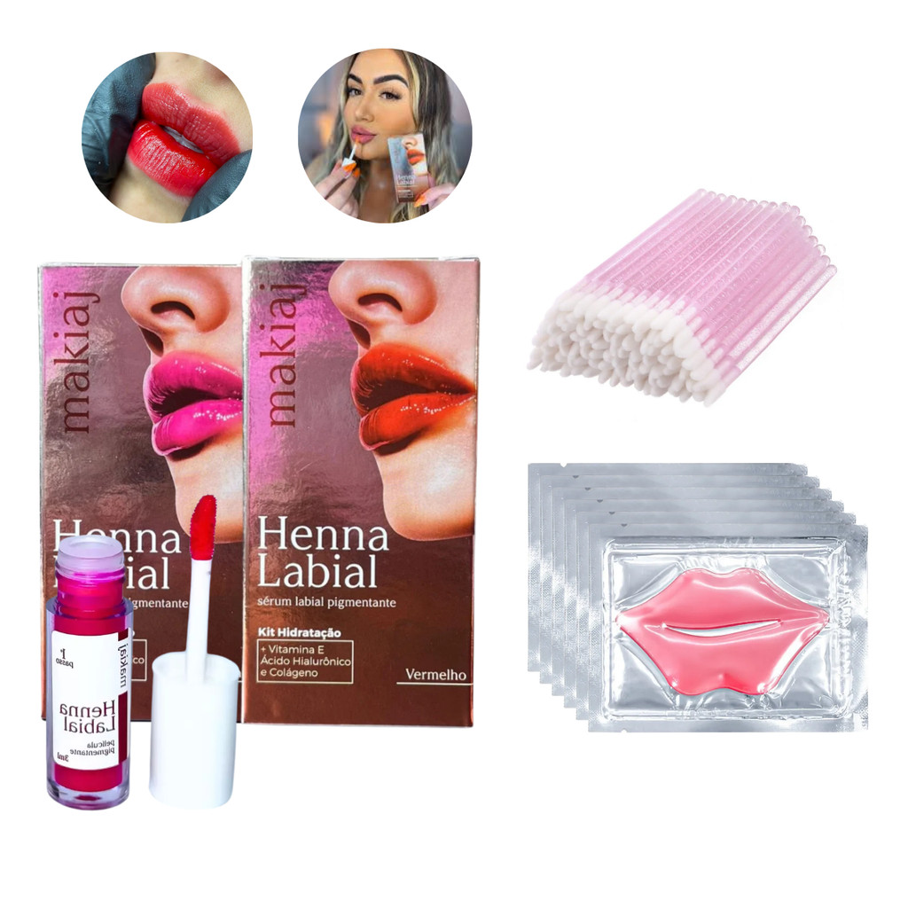 Kit Henna Labial Profissional Mascara Labial Aplia