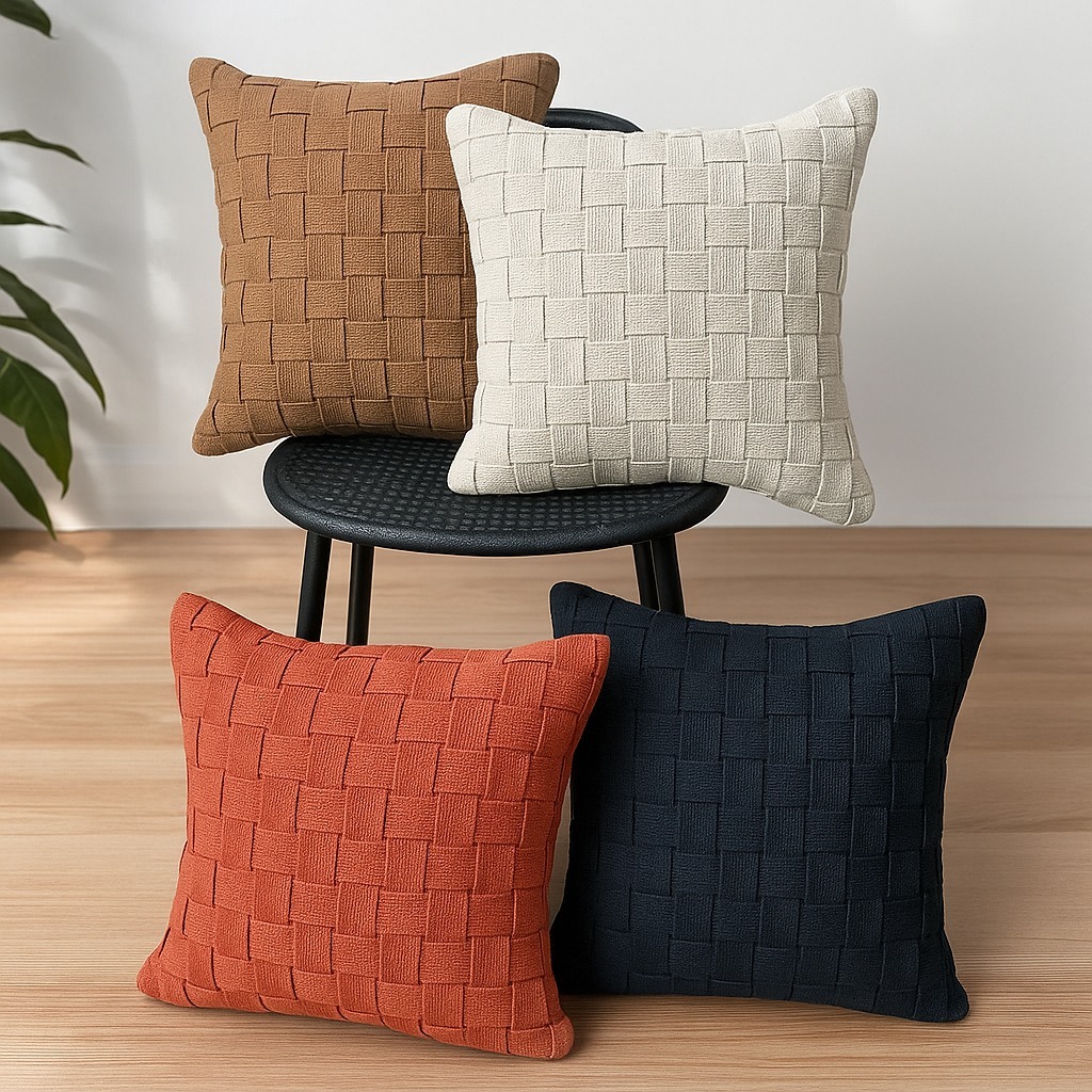 Capa Almofada Fitas Algodão Macramê Artesanal bo