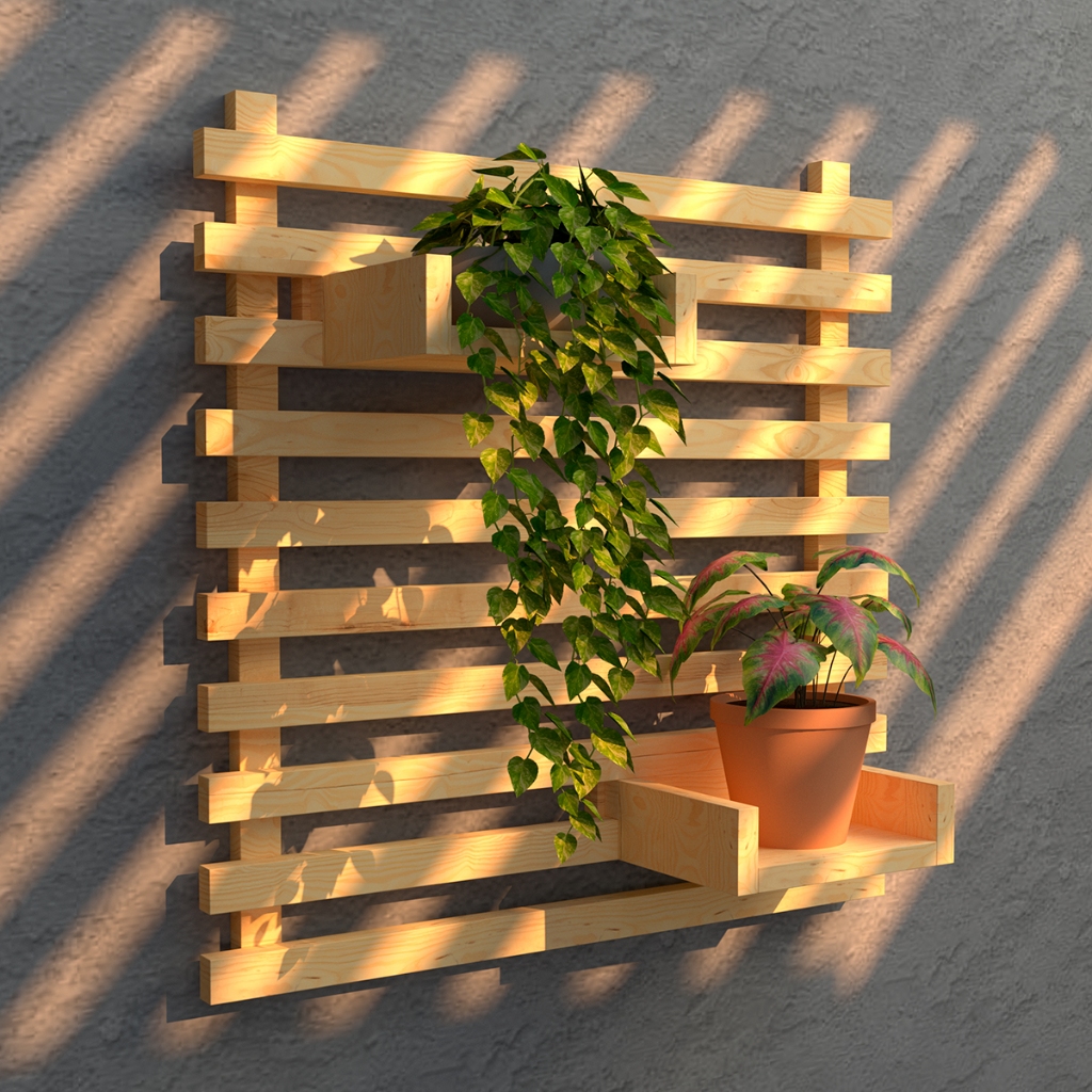 Jardim Vertical Painel Madeira Floreira Horta Trel