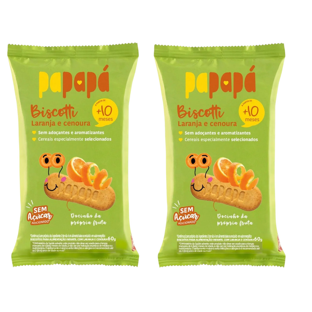 Kit 2x Biscoito Infantil Biscotti Laranja E Cenour