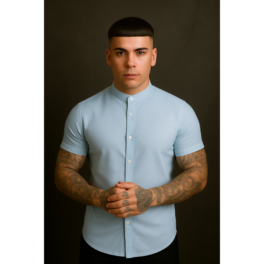 Camisa Gola Pastor Masculina Social Viscolinho Man