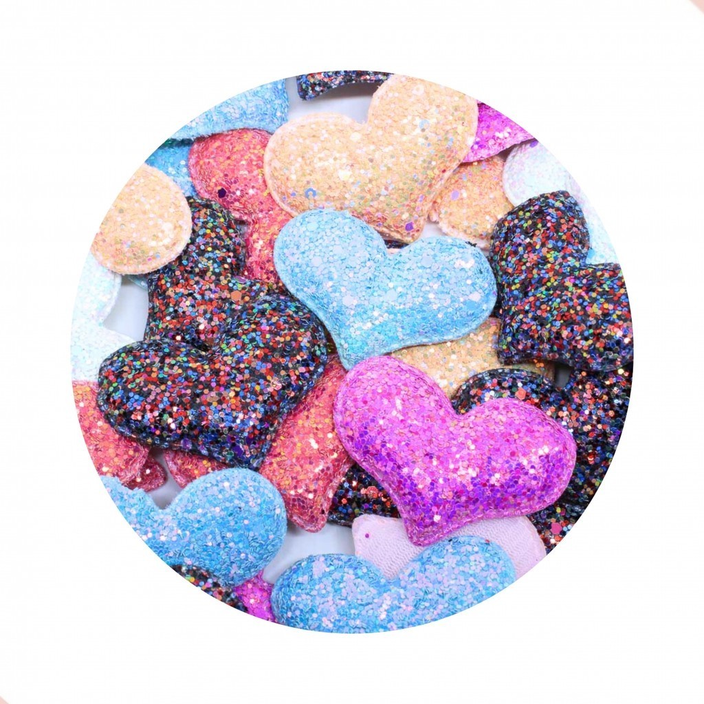 Coraçao Glitter 60mm Em Poliester Com 100 Peças