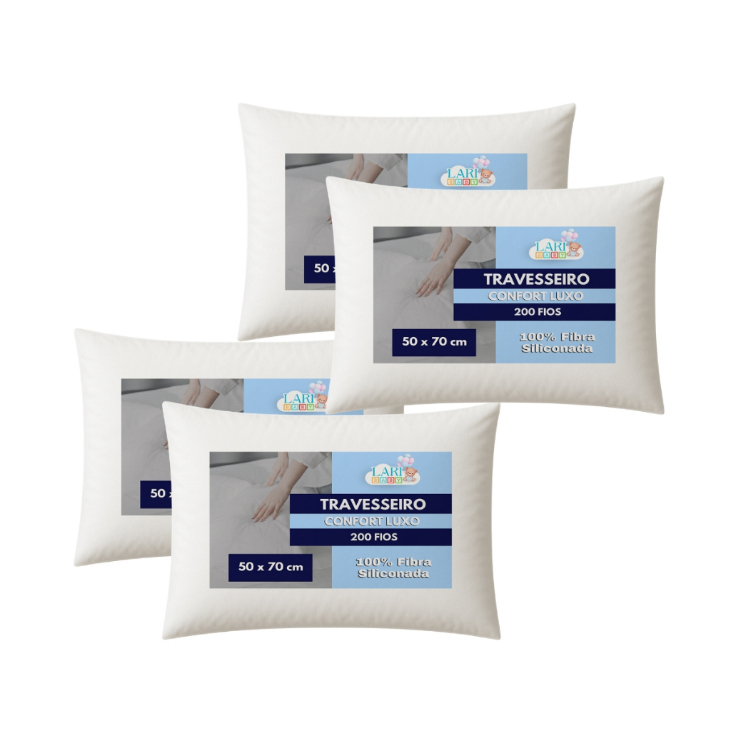 Kit 04 Travesseiros Macio 50×70 cm 100% Fibra