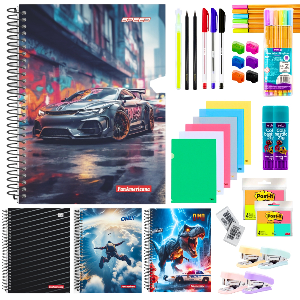 Material Escolar Kit Masculino Ensino Fundamental 