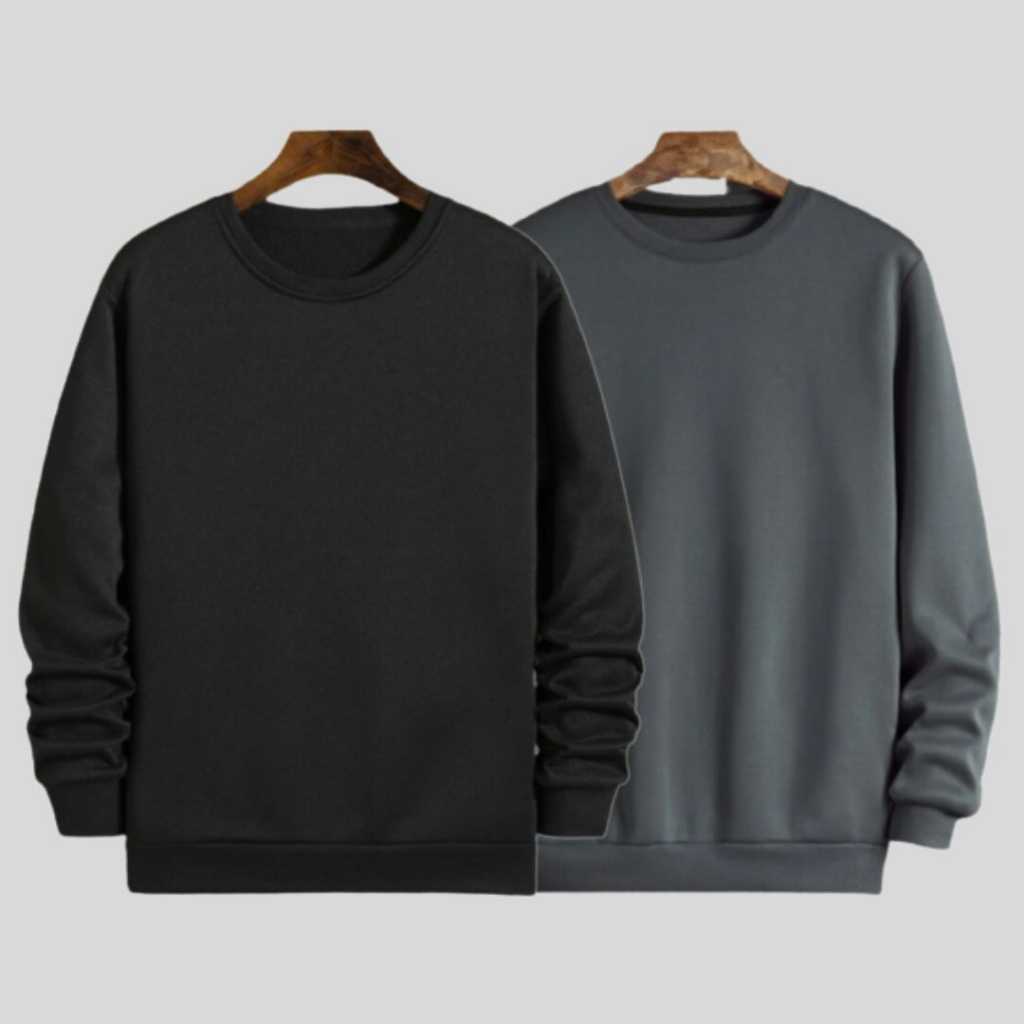 Kit 2 Moletons Careca Gola Redonda Sueter Unissex 