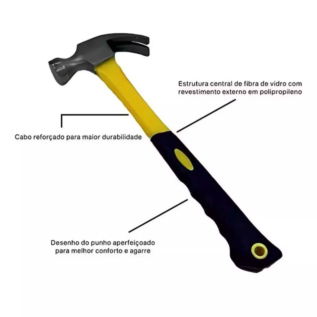 Martelo Unha Profissional Cabo Fiberglass de Fibra