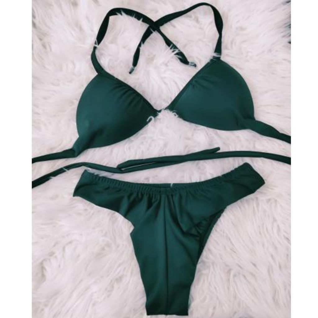 Biquíni Cortininha com Bojo e Calcinha Praia Ver�