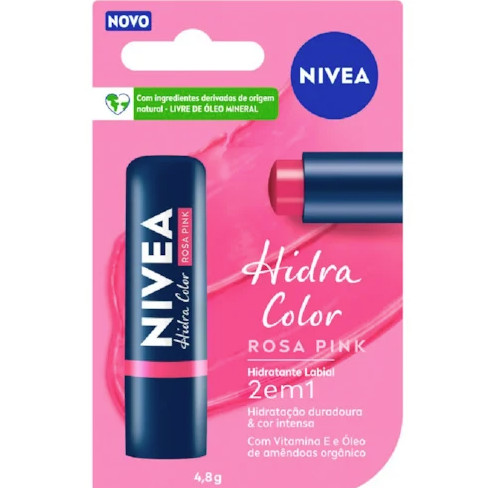 Hidratante Labial Nivea 2 em 1 Hidra Color Rosa Pi