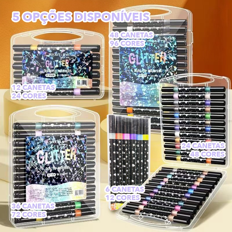 Marcador metálico 6/12/24/36/48 caneta de glitter