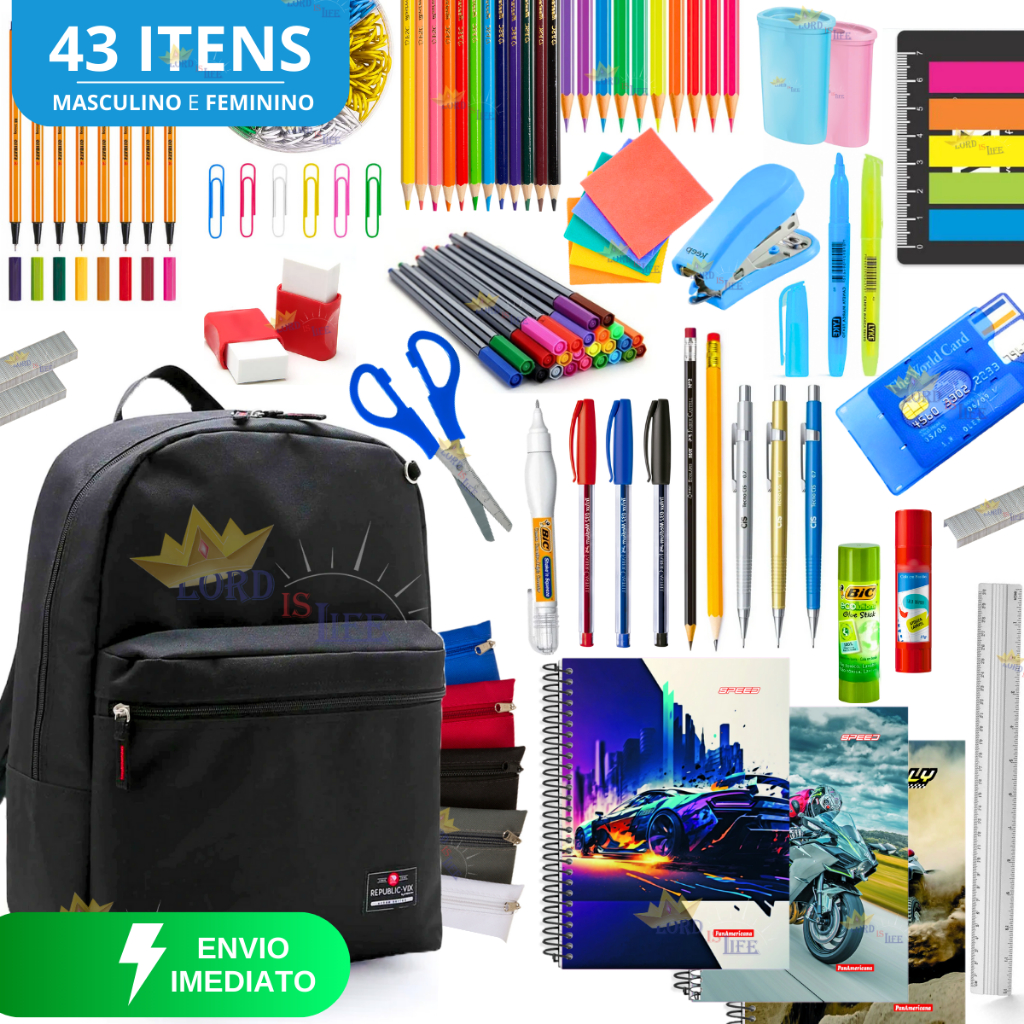 Kit Material Escolar Masculino Completo Com Sem Mo