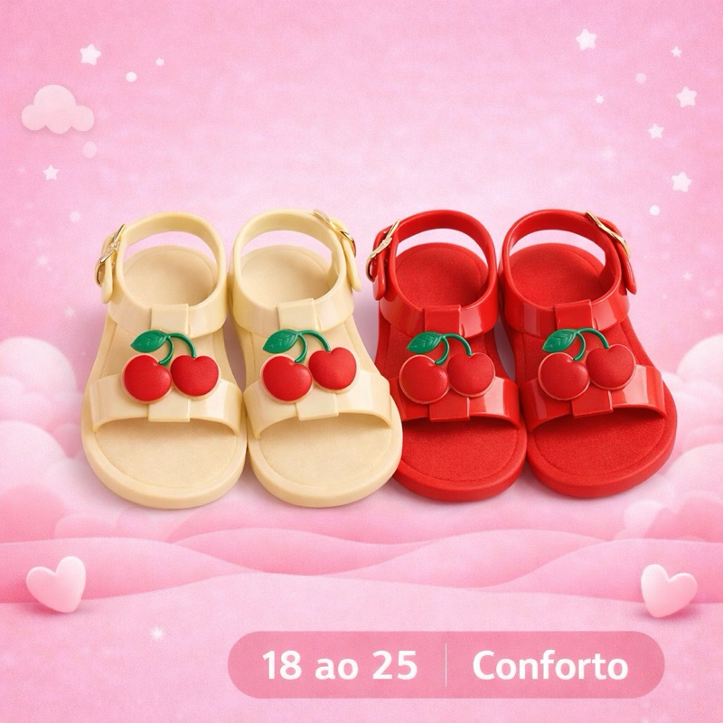 Sandalia infantil Cereja BEBE papete Meninas Lanç