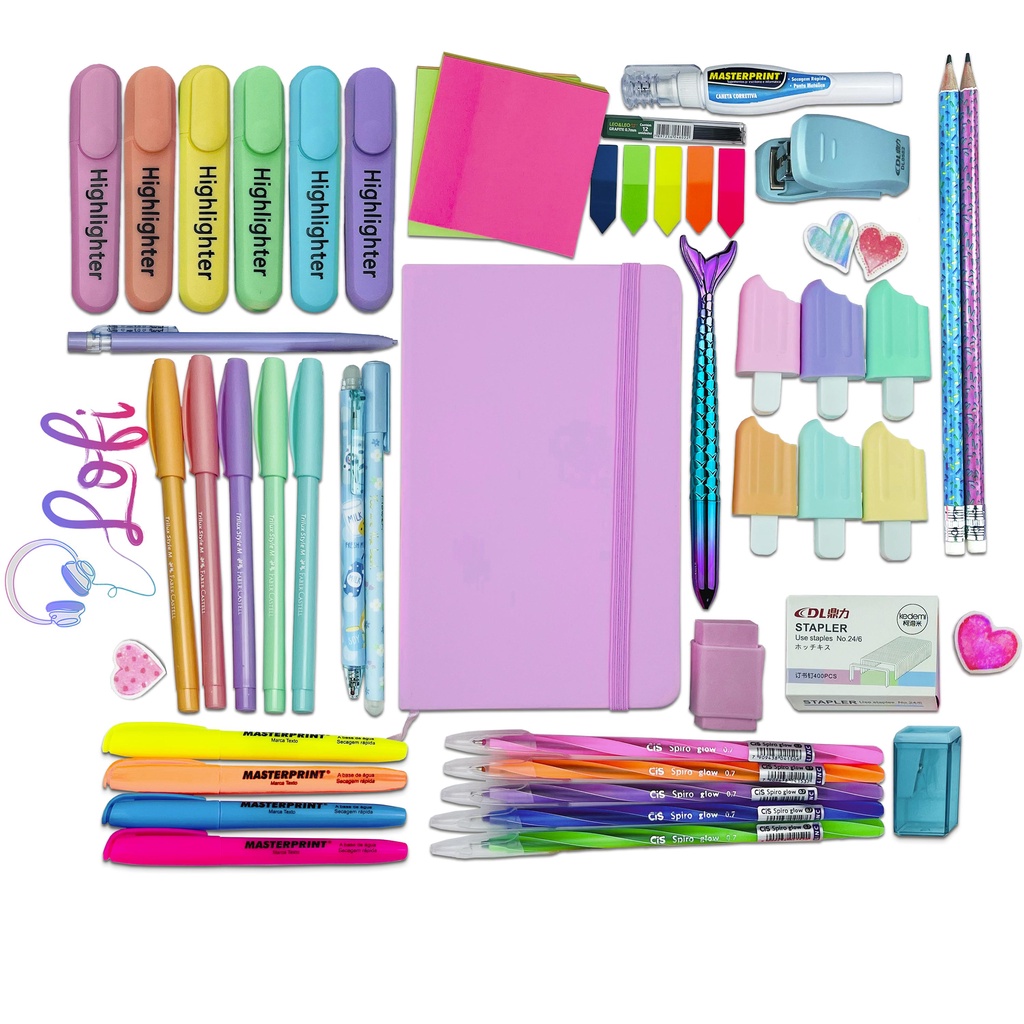 Kit Papelaria Universitário com Caderneta Caneta 
