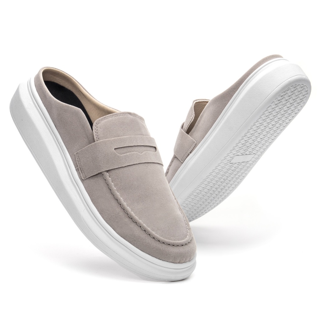 Loafer Mule Masculino em Couro Camurça Premium Sl