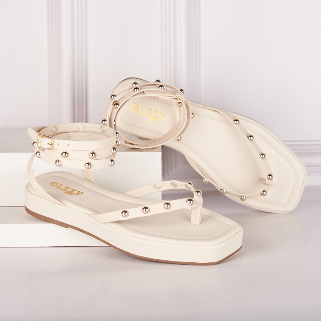 Sandália Flat Feminina De Dedo Tiras Brilho Raste