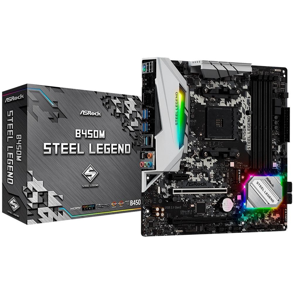 Placa Mãe ASRock B450M Steel Legend AMD AM4 mATX 