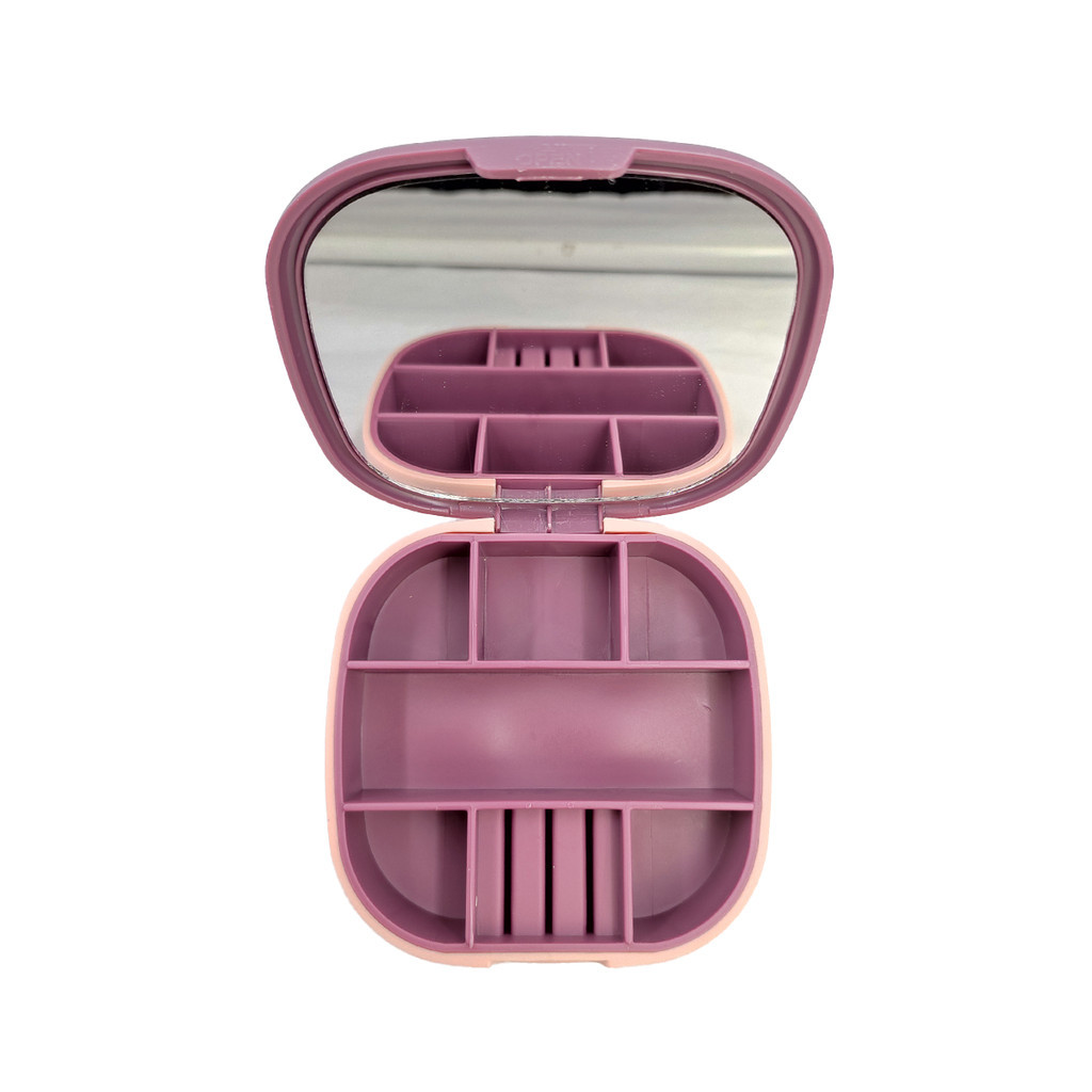 Mini Porta Joias Com Espelho Compacto 7 Compartime