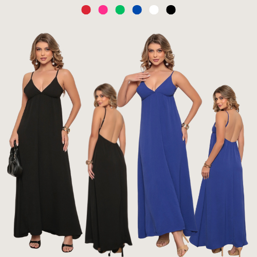 Vestido Feminino Soltinho Longo Costa Nua Decote A