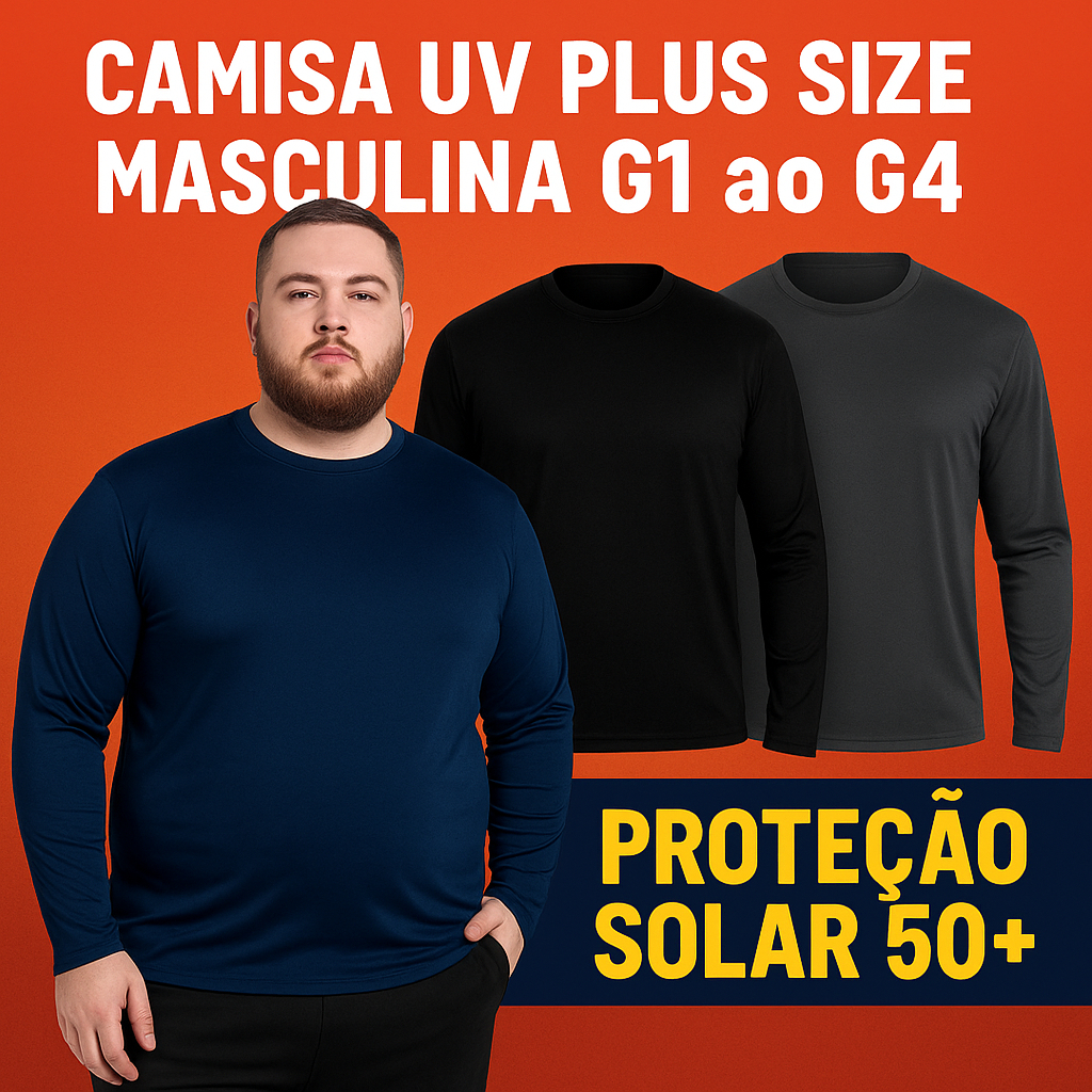 Camisa Térmica UV Masculina P ao G4  Segunda Pele