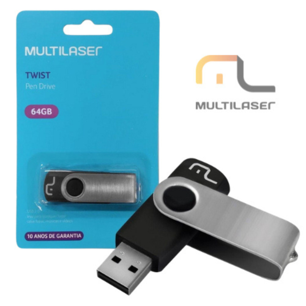 Pen Drive Twist Multilaser 64GB 32GB 16GB 8GB 4GB 