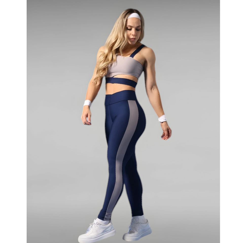 Conjunto Academia Fitness Top + Calça Legging Est