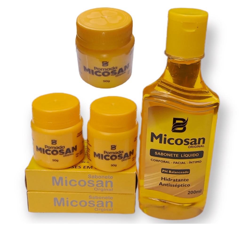 kit micosan 3 pomada 50g 2 sabonete em barra 1 sab