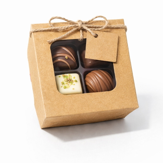 Caixa Para Presente Bombom Trufa Brownie 8x8x4 Kra