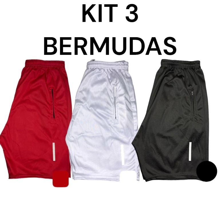 Kit 3 Bermudas Masculina Esportiva Short Masculino