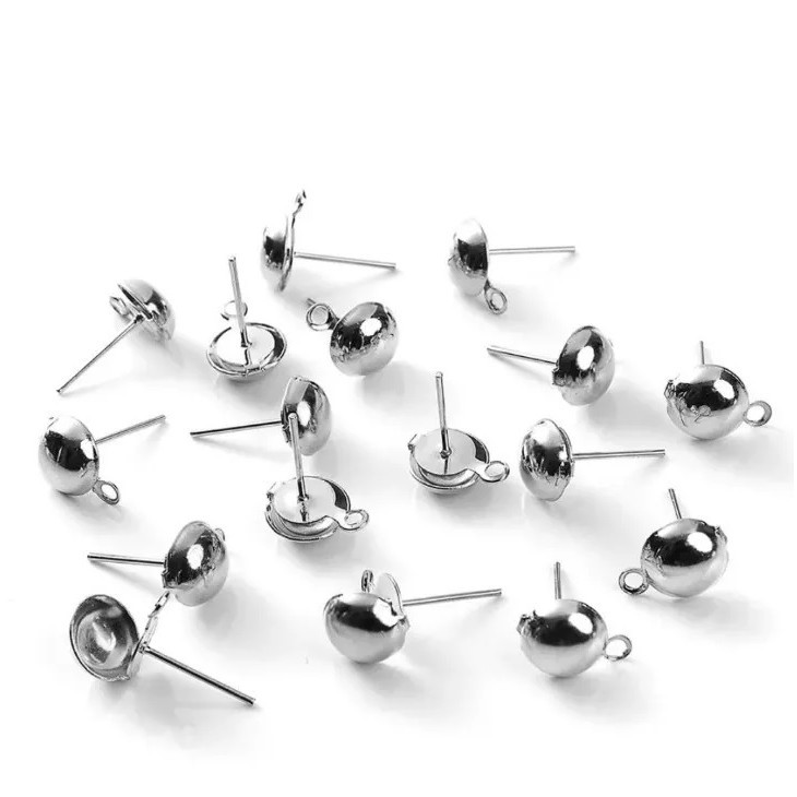 Base para Brinco Meia Bola 6mm Prata