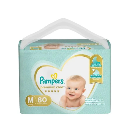 Fralda Pampers Premium Care M – 80 Unidades 