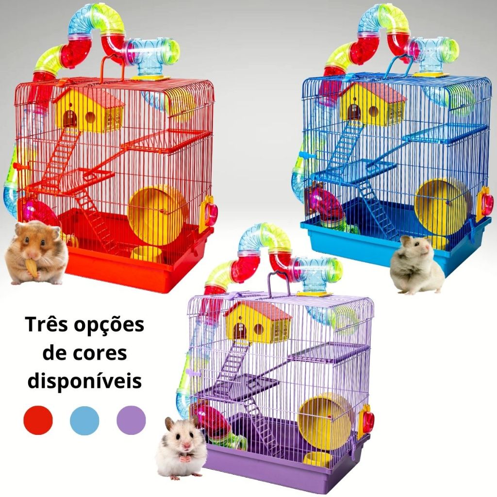 Gaiola Hamster 3 Andares Tubo Luxo Labirinto Grand