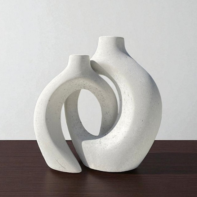 Dupla de Vasos Mônaco De Encaixe Gesso e Cimento 