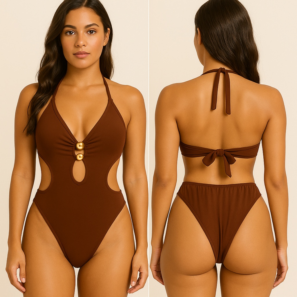 Maiô Body Com Bojo e Recortes Laterais Detalhe em