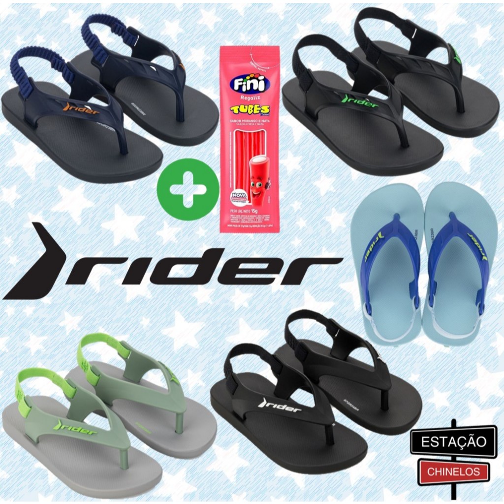 Chinelo Baby Infantil Rider Masculino com  Elásti