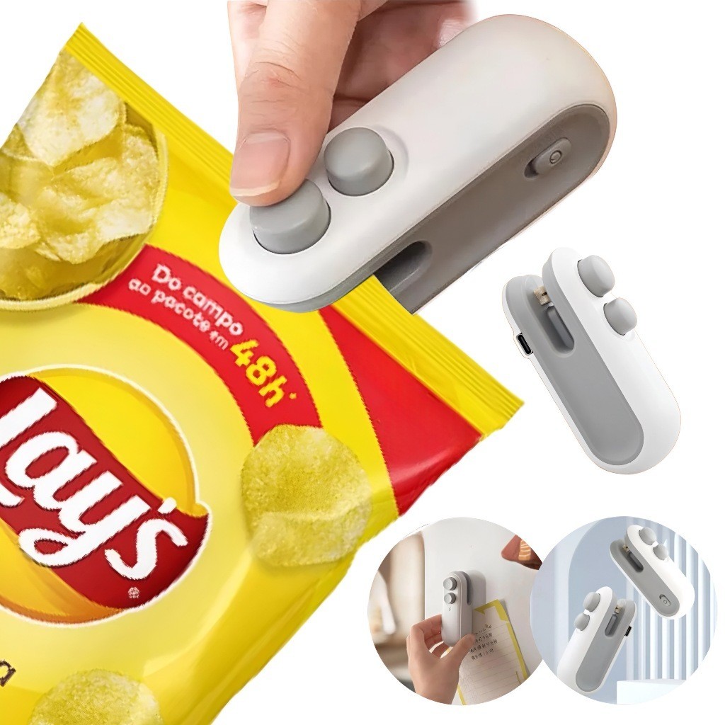 Mini Máquina Seladora Portátil 2 Em 1 Saco Plás