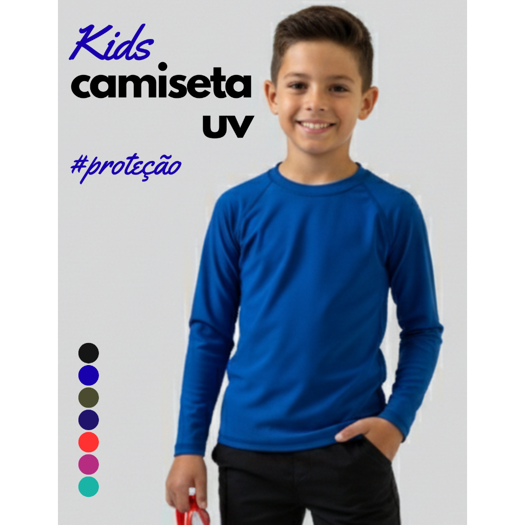 Camiseta Infantil Juvenil Com Proteção Solar Uv 