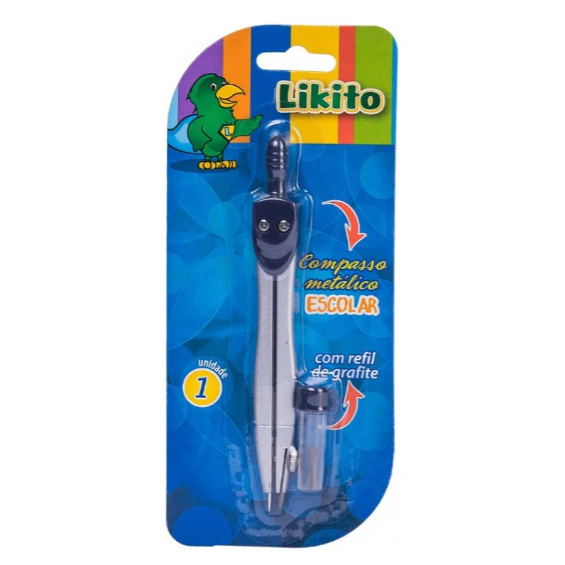 COMPASSO METALICO ESCOLAR C/ REFIL DE GRAFITE R