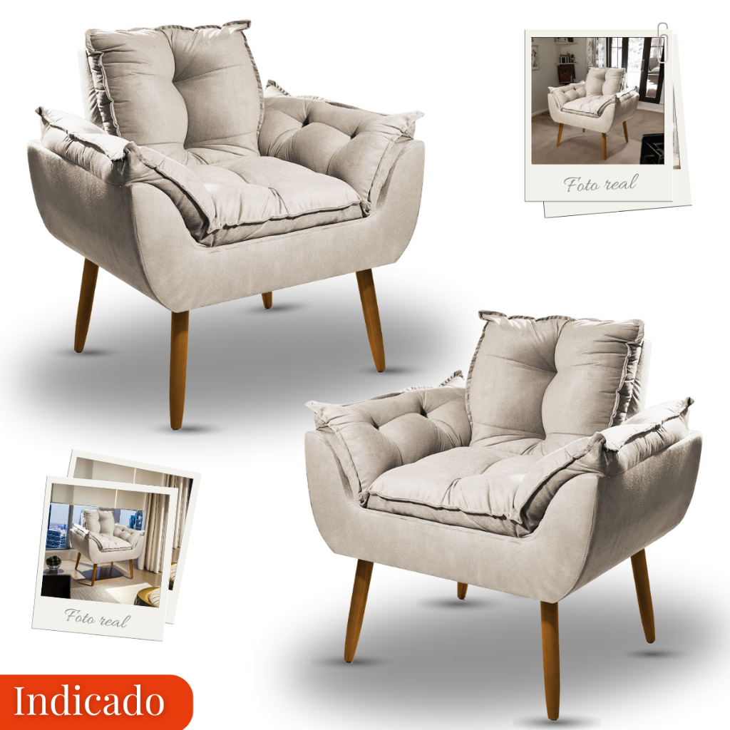 Puff Opala – Kit 2 Poltrona – Poltrona