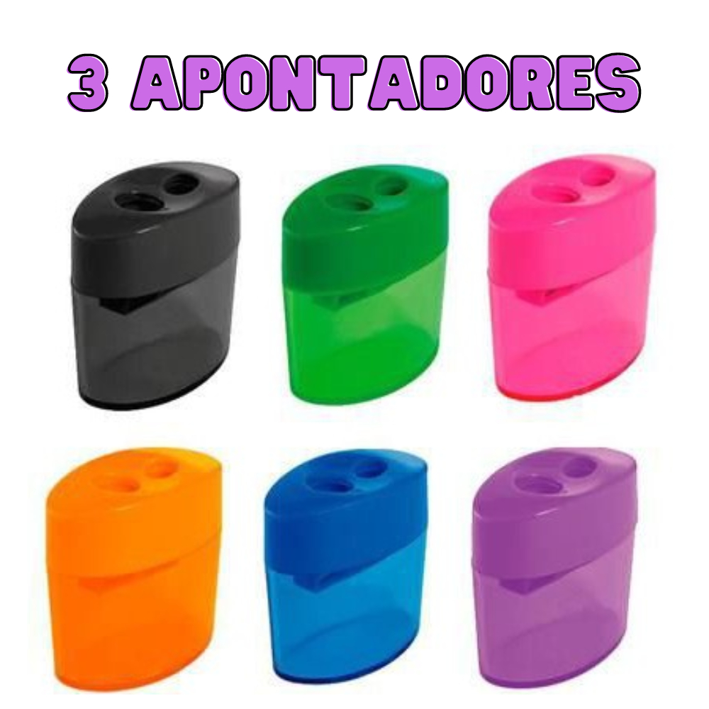 Apontador Oval com Depósito Duplo Leo E Leo Cores