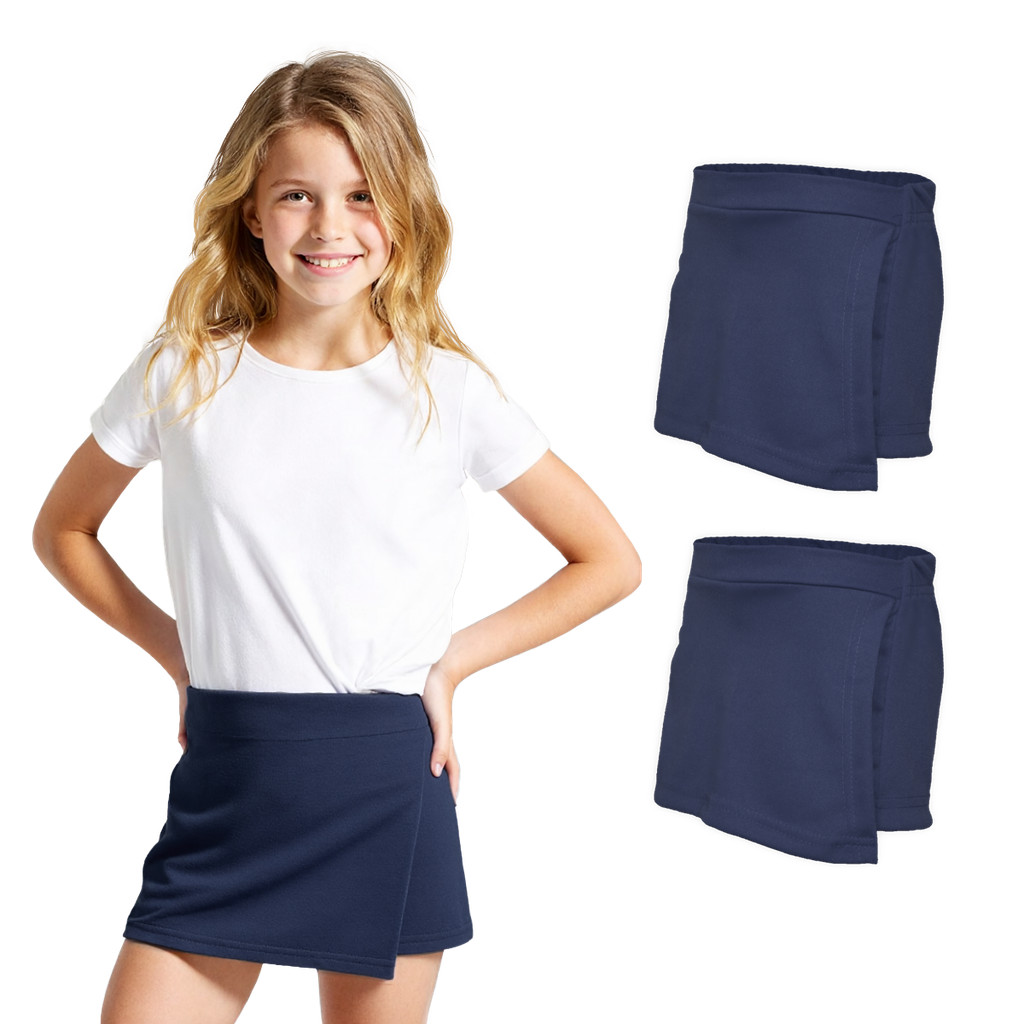 Kit 2 Short Saia Infantil Helanca Azul Marinho