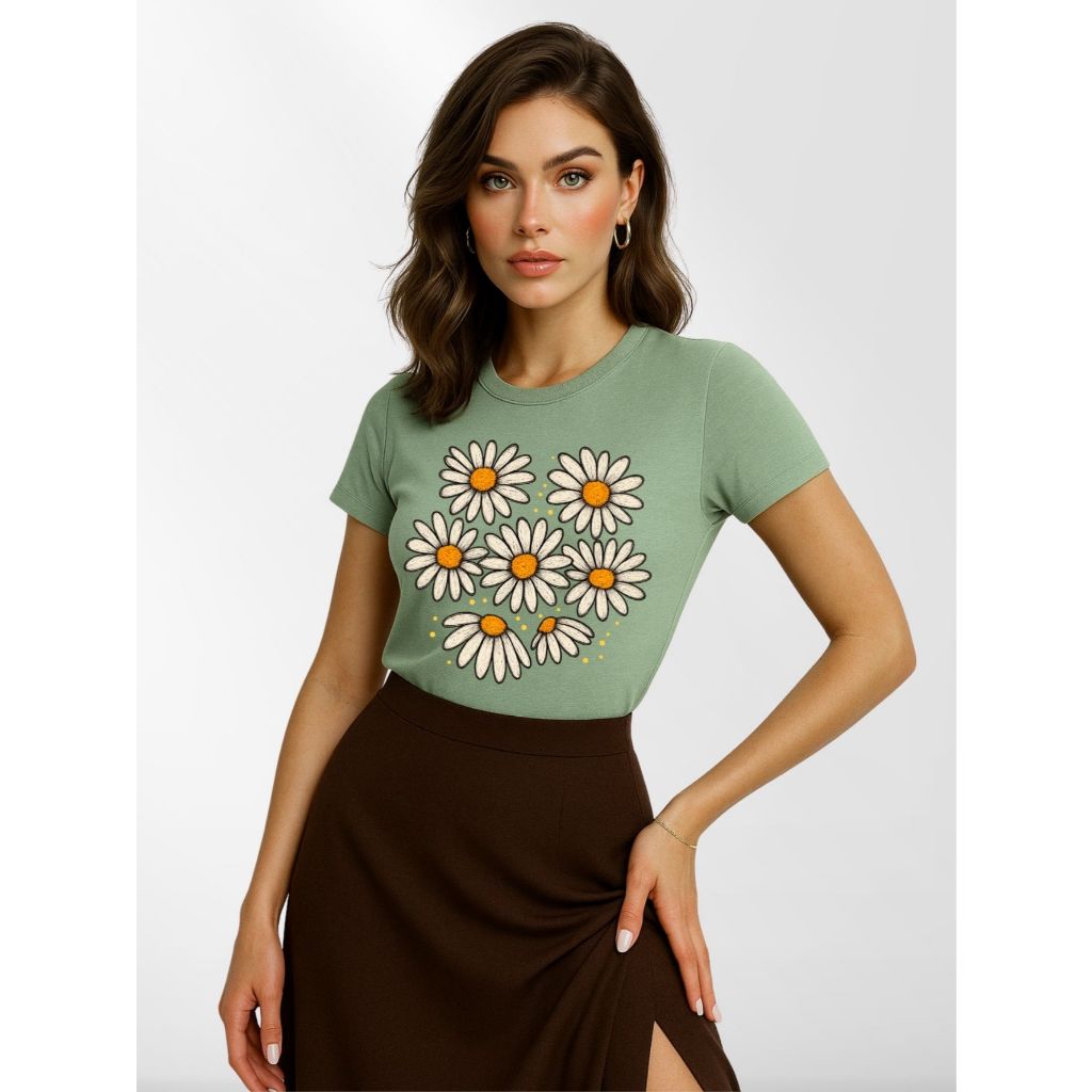 Blusa Feminina Manga Curta Gola Redonda Malha 100%