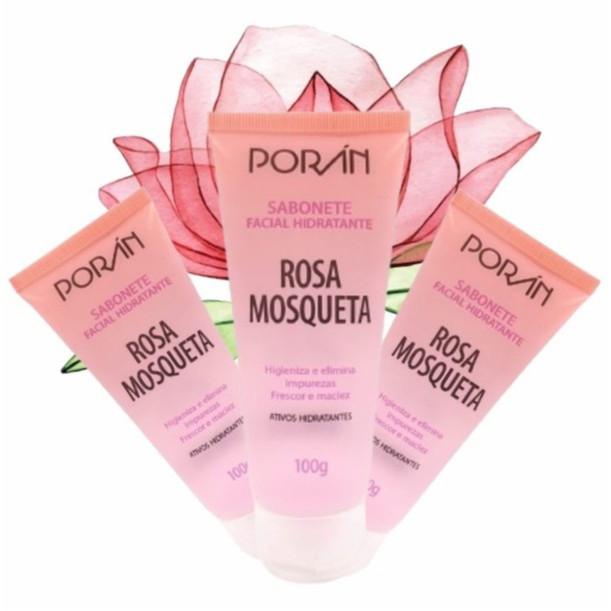 Porán Sabonete Facial Hidratante Rosa Mosqueta  H