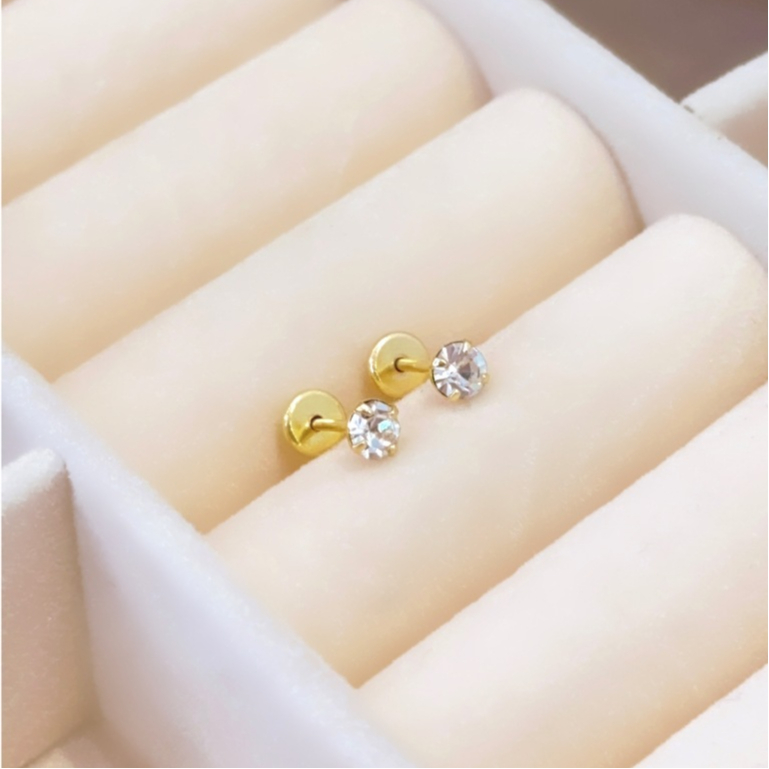 Brinco Infantil com Zircônia Tamanho M Folheado a