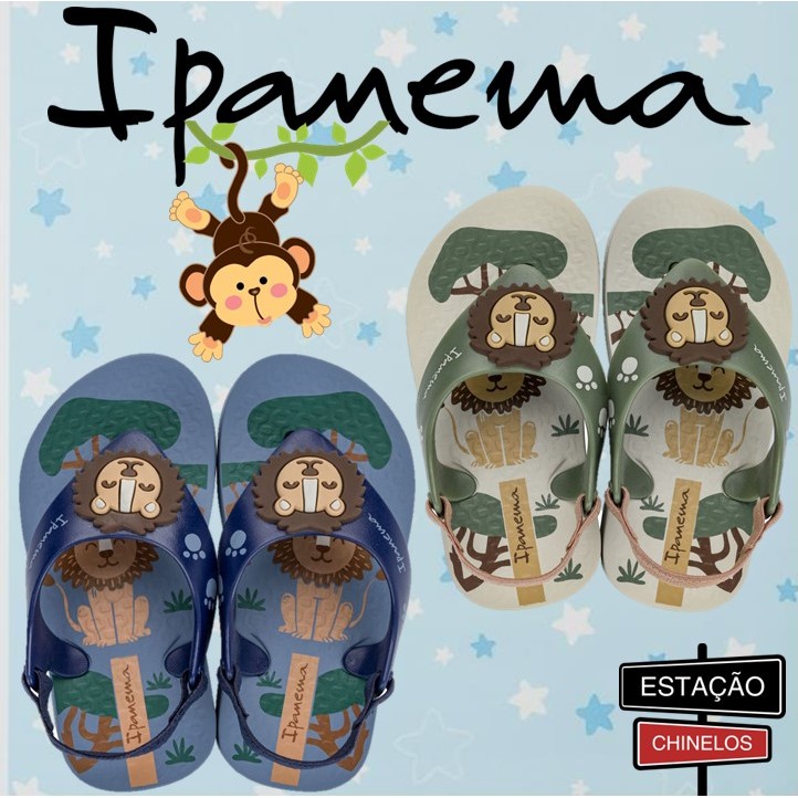 Chinelo Baby Masculino Ipanema Safari Leão com el
